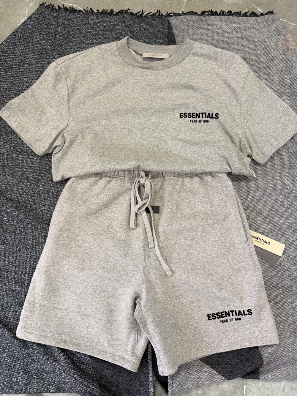 Essentials Heather Grey Tee and Shorts Set
